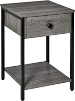 HOMCOM Industrial End Table with Storage Shelf,