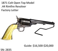 1871 Colt Open Top Model .44 Rimfire Factory Lettr