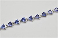 STAUER 14K White Gold Diamond & Tanzanite Bracelet