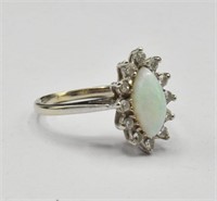 14K Diamond & Opal Ring