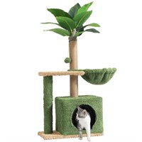 MSmask Cat Tree with Square Condo, Artificial Palm
