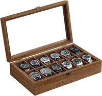 SONGMICS 12-Slot Wood Watch Box - Watch Case,