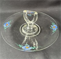 Vintage hand painted glass serving tray