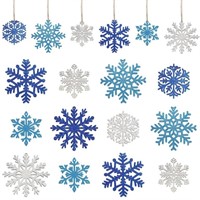 48 Pieces Christmas Glitter Snowflake Ornaments Wo