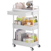 Calmootey 3-Tier Rolling Utility Cart with Drawer,