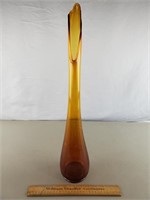 Smith Glass Amber Swung Vase 22 & 5/8" H