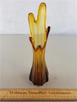 Amber Art Glass Vase 10" H Taiwan