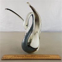 Art Glass Swan 10" H