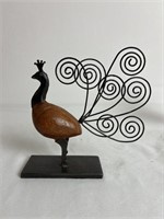 Peacock Wood & Metal Sculpture