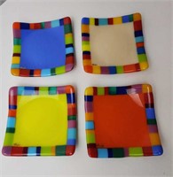 Set Of 4 Colorful Glass Coasters