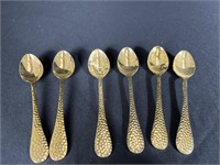 Lot of 6 Neiman Marcus 24K Electroplated Spoons