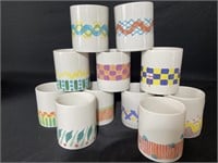 Lot of 11 hand painted white coffee mugs