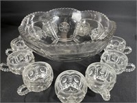 Vintage Punch Bowl Set With 11 Cups