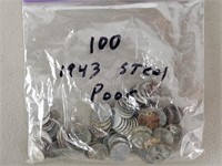 100ct 1943 Steel Pennies Poor Condition