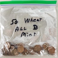 50ct Wheat Pennies All D Mint
