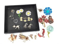 18 Misc. Flower, Bird & Other Brooches