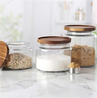 Anchor Hocking Glass Jars with Acacia Lids Set of
