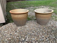 Lot Of Two Glazed Clay Pots