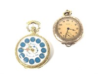 2 Vintage Ladies Pocket Watch Pendants