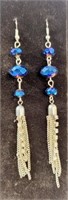 Costume Jewelry Dangle Earrings Blue & Silver
