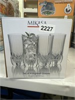 Mikasa set of 4 high all fine crystal glasses