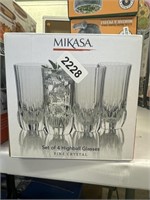 Mikasa set of 4 highball glasses fine crystal