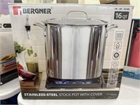 Bergner 16QT Stainless steel stock pot with cover
