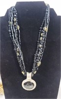 8 Strand Beaded Necklace Black