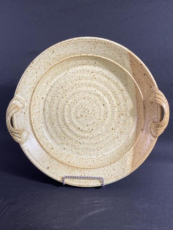 Gorgeous 14 inch Kaplan speckled pottery dish