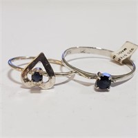 2 Silver Blue Genstone Rings SJC