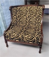 Mahogany Oversized  Zebra Print Chair
