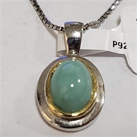 Two-Toned Sterling Sakota Emerald Necklace Pendant