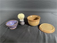 Lot Of 2 Pottery Items, Covered Bowl & Shaving Kit