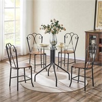 M9196  Glass 5-Pc Dining Table Set, Round Table fo