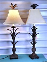 2 Metal Lamp Square Shade Palm Leaves