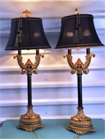 Pair of FRENCH EMPIRE STYLE GILT & BRONZE Double