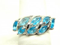 Aquamarine Blue Petal Ring