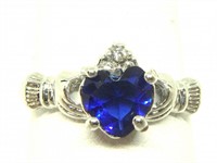 Sapphire Blue Claddagh Ring