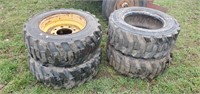 4 Skidloader Tires 10-16.5 (w/ 2-Rims)