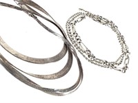 2 Sterling Necklaces 3 Bracelets 23.9g TW