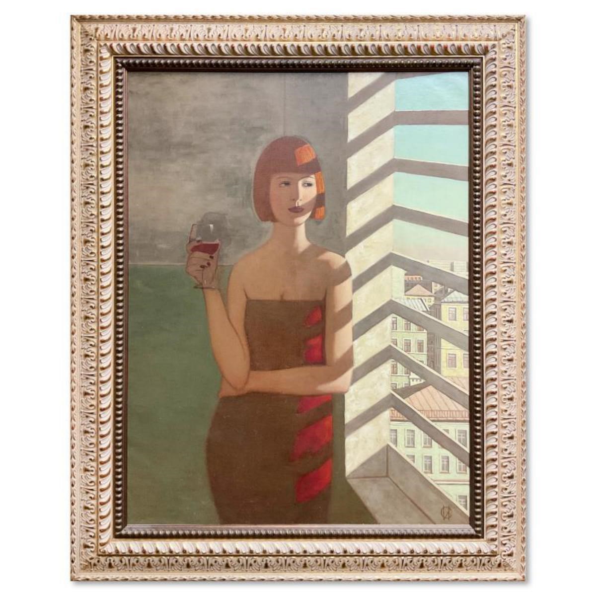 Constantine Ilyin, "Girl at Window" Framed Origina