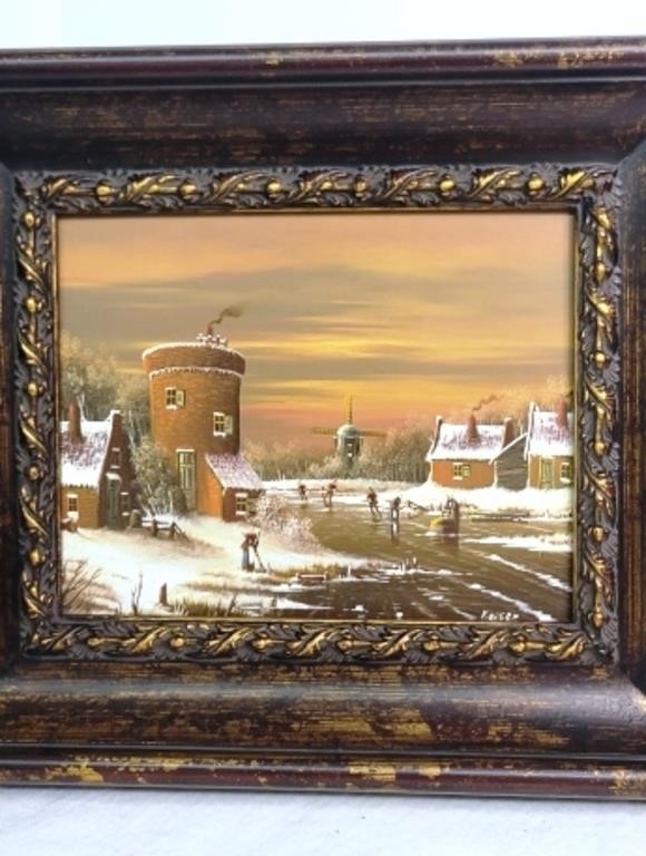 2 Dutch Oil on Board Painting by Kaiser