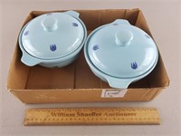 MCM Cronin Blue Tulip Pottery 1 Lid Chipped