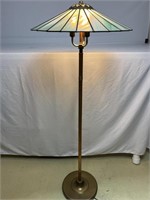 Brass Lamp With Beautiful Stain Glass Shade