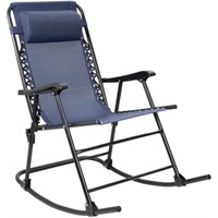 M9184  Tozey Black Metal Patio Rocking Chair, Blue