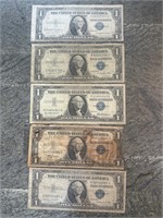 $1 Silver Certificates Lot of 5