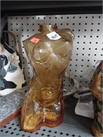 Amber Glass Woman's Body Decanter
