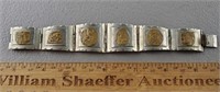 Brass Aztec 6 Pandel Bracelet 925 Sterling Silver