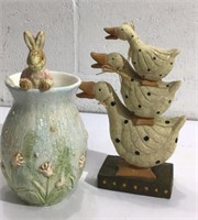 Cute Ceramic Rabbit Vase & Duck Decor K13B