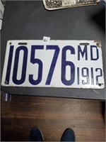 1912 Maryland  porcelain license plate
